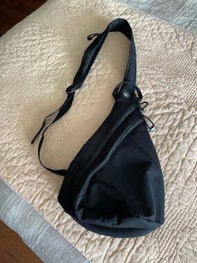 Black Canvas Crossbody Sling Bag